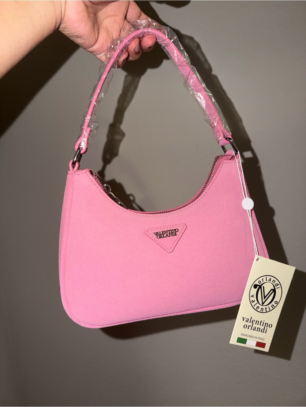 Valentino Orlandi Pink Crescent Shoulder Bag